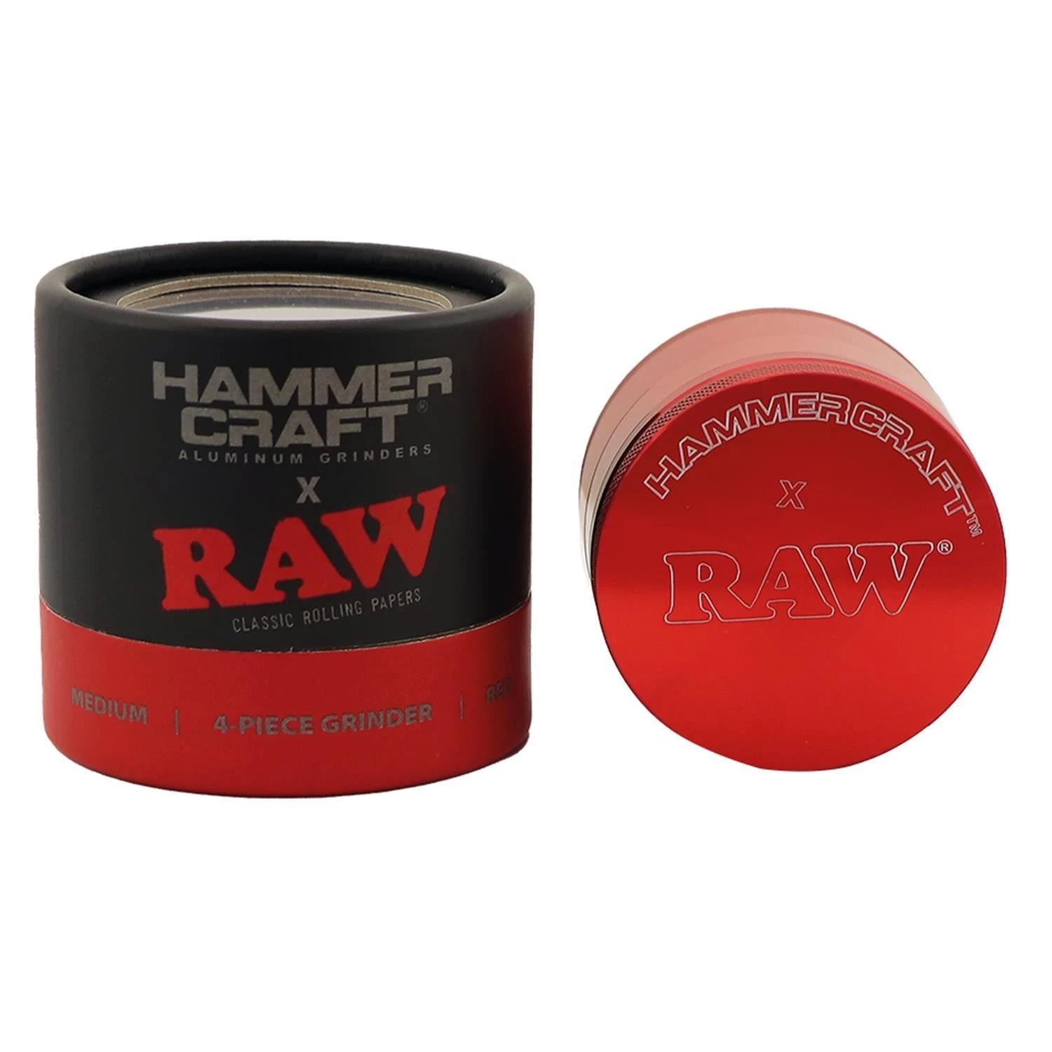 Hammercraft x RAW Grinder Red Aluminium 4-teilig Medium Ø 55 mm RAW